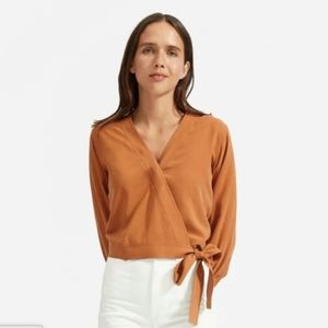 NWOT EVERLANE The Washable Silk Wrap Top Cider 8